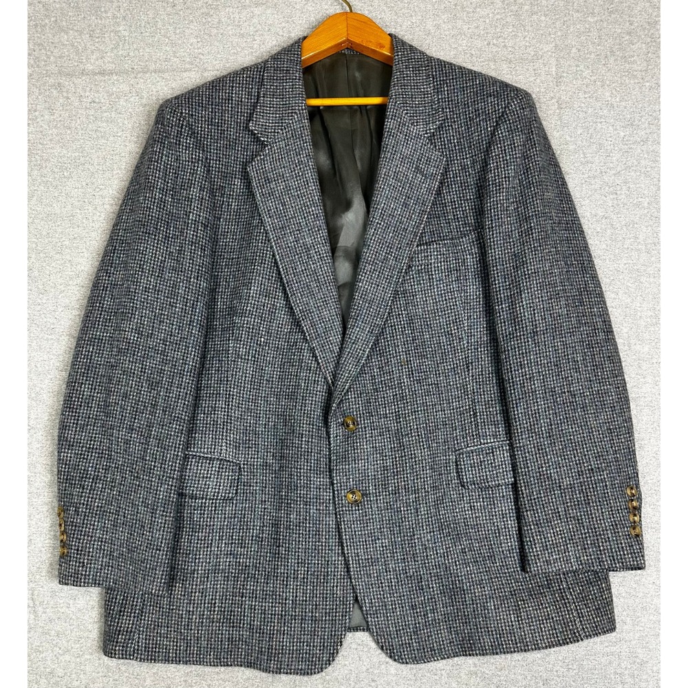 Arnold Palmer Blazer Mens 48R Grey Blue Tweed Check Sport Coat
